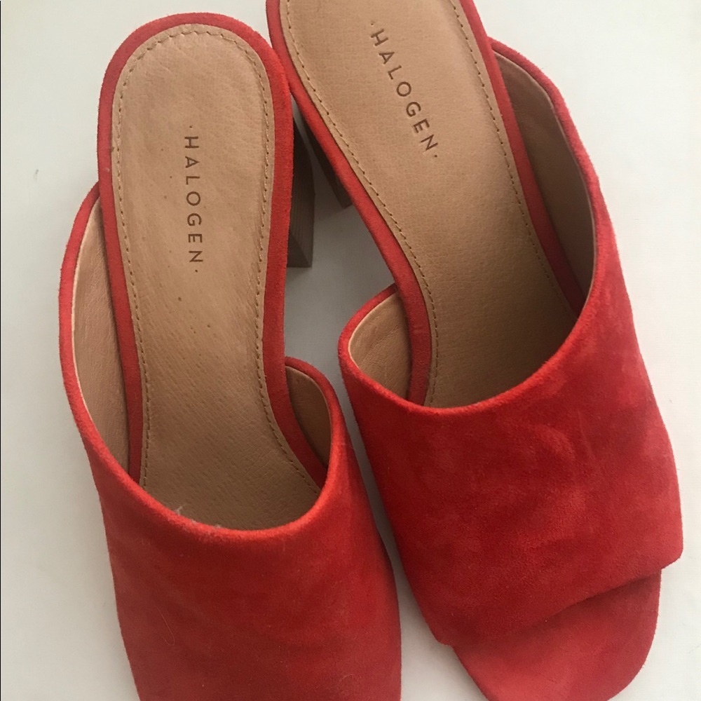 Halogen peep toe mules